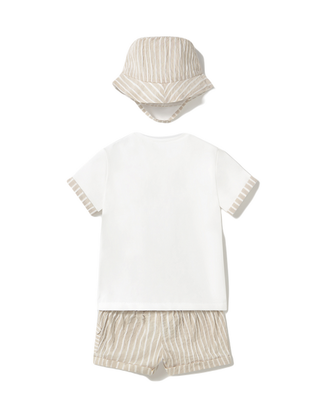 Beige Root 3 Piece Shorts Set