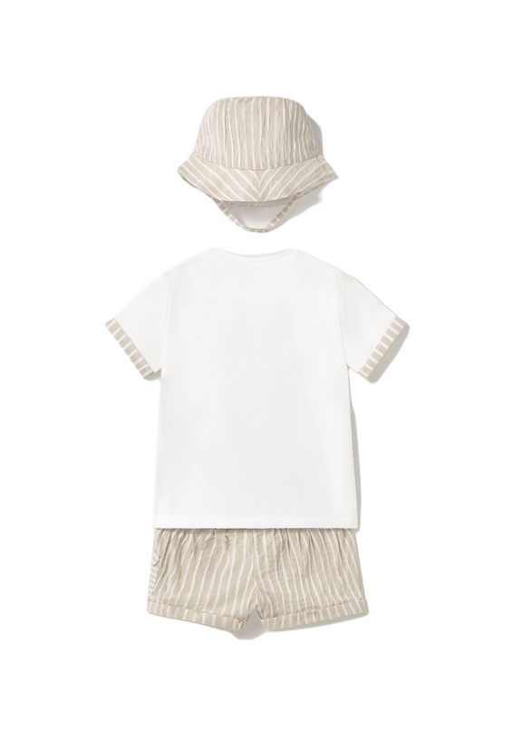 Beige Root 3 Piece Shorts Set