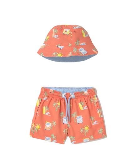 Coral Summer Roadtrip Swimsuit Set