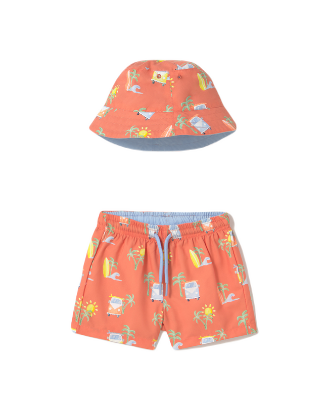 Coral Summer Roadtrip Swimsuit Set
