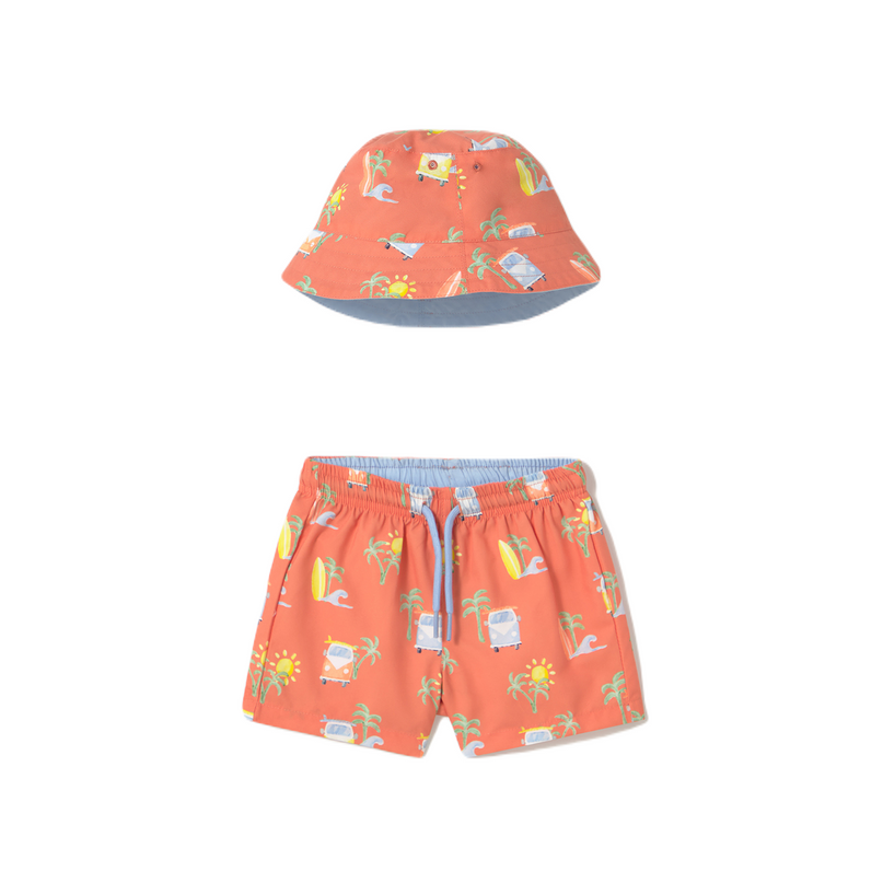 Coral Summer Roadtrip Swimsuit Set