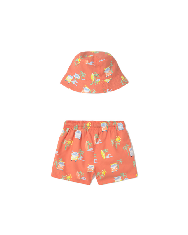 Coral Summer Roadtrip Swimsuit Set