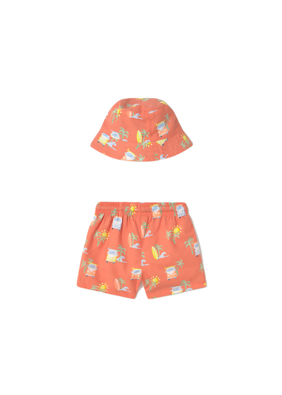 Coral Summer Roadtrip Swimsuit Set