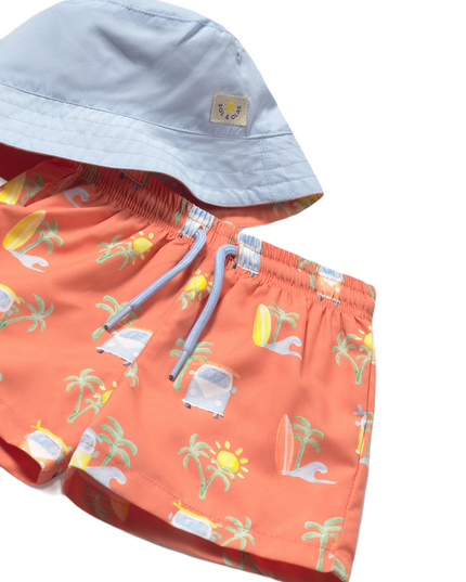 Coral Summer Roadtrip Swimsuit Set