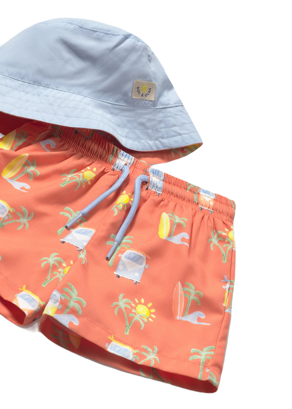 Coral Summer Roadtrip Swimsuit Set
