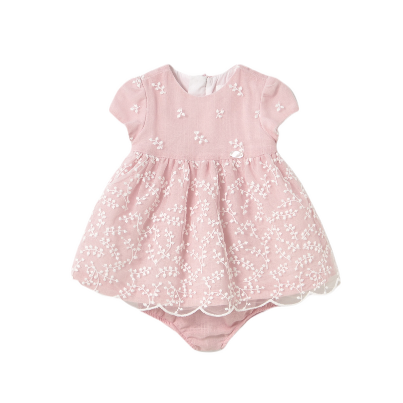 Baby Rose Floral Garland Chiffon Dress