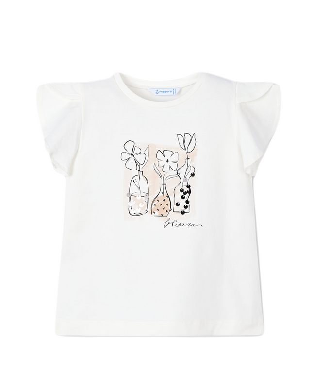 Natural Flower Ruffle Applique T-Shirt