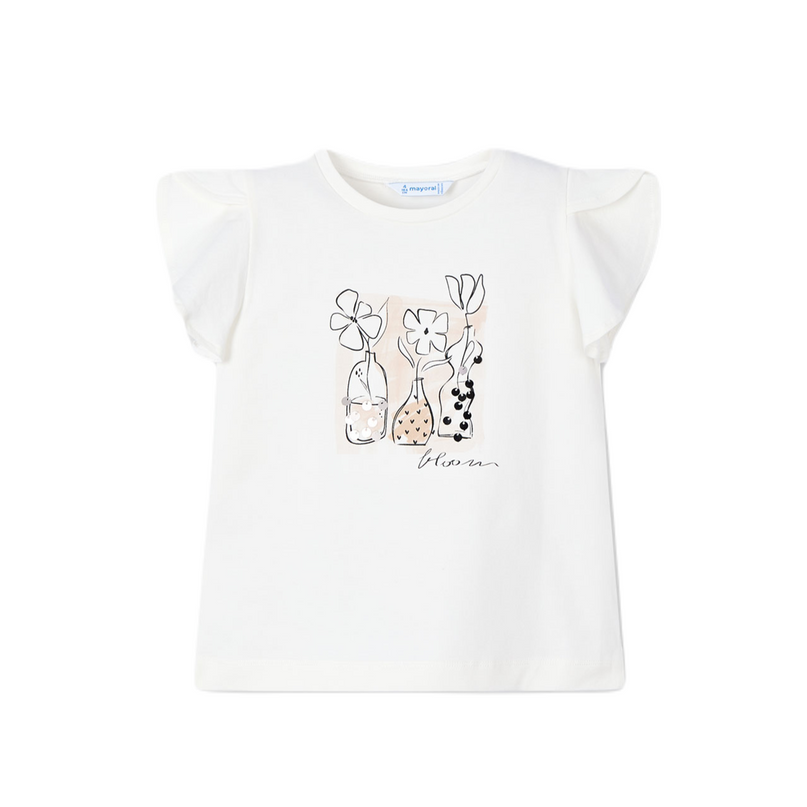 Natural Flower Ruffle Applique T-Shirt