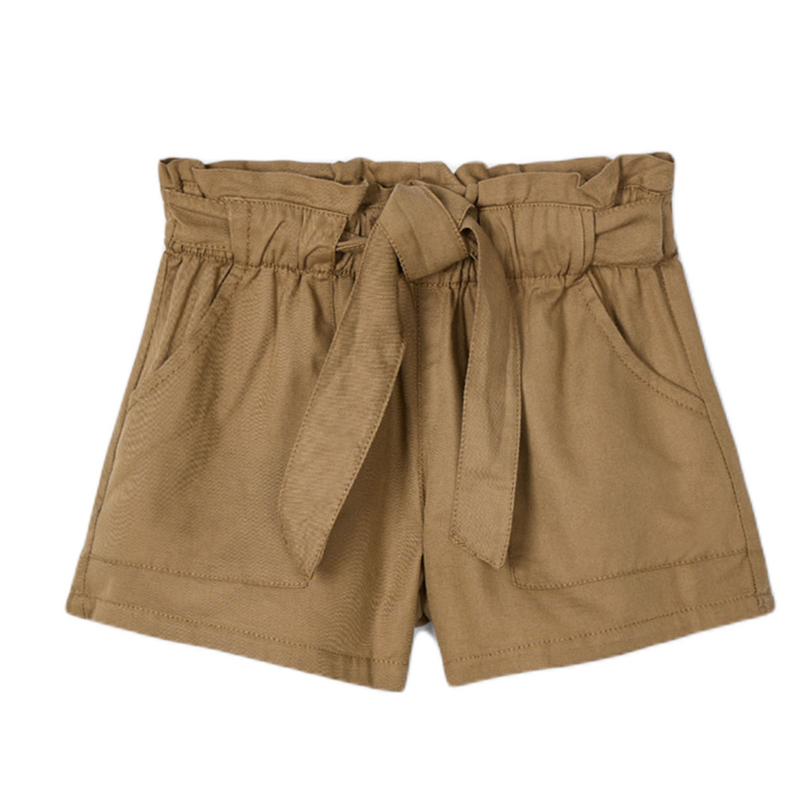Brown Paperbag Tie Shorts