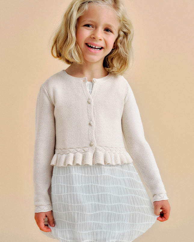 Champagne Baby Ruffle Tricot Cardigan
