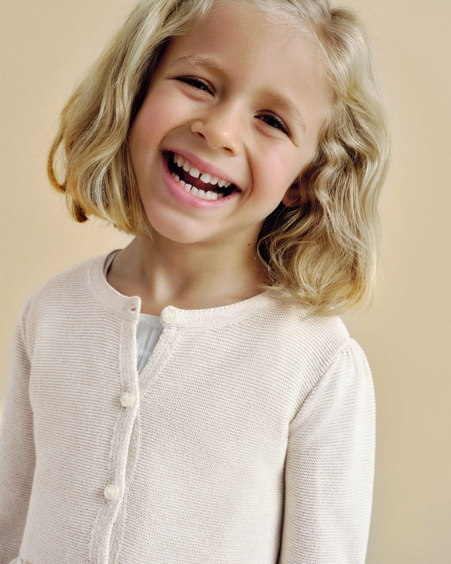 Champagne Baby Ruffle Tricot Cardigan