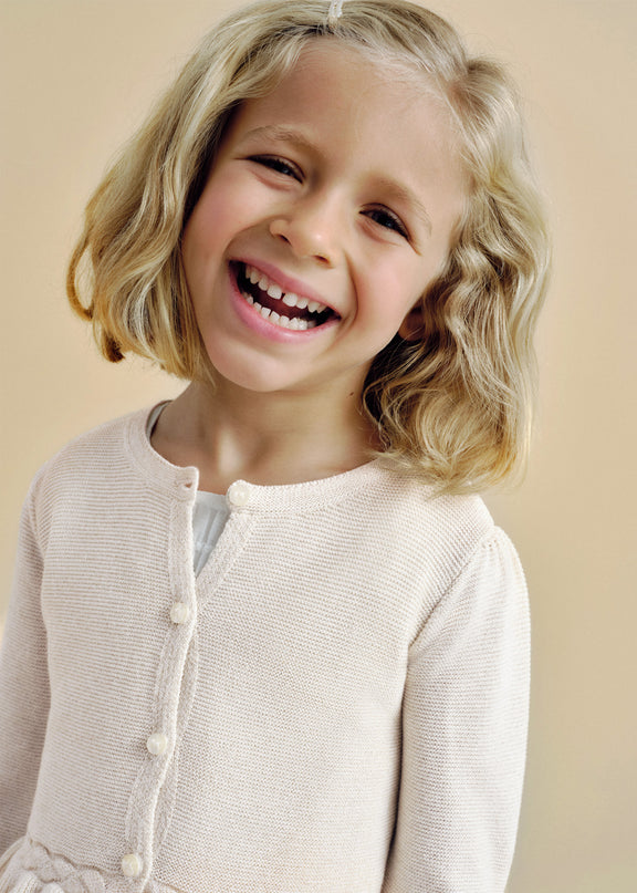 Champagne Baby Ruffle Tricot Cardigan
