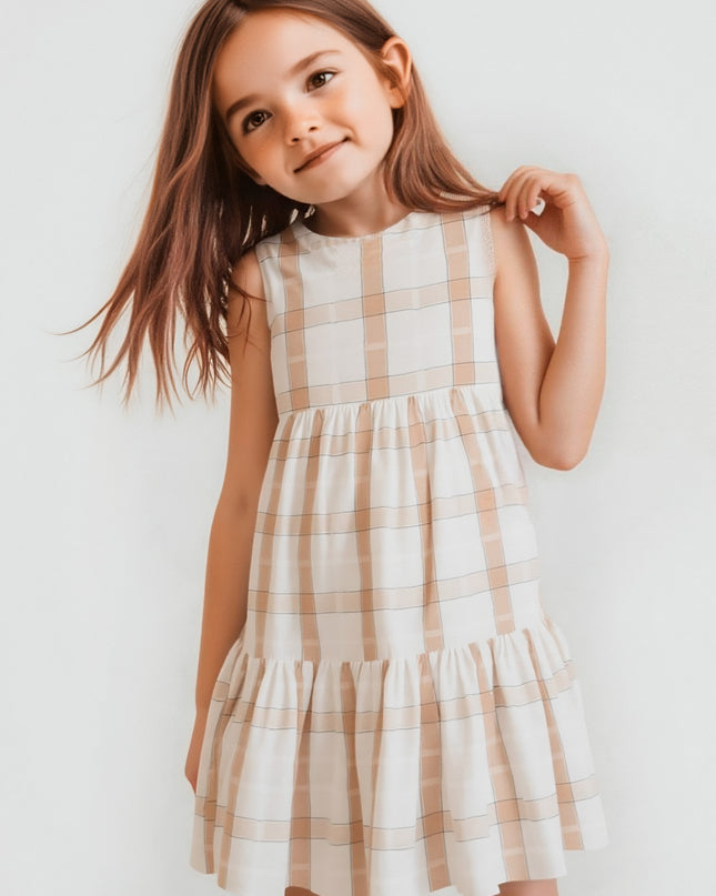 Cinnamon Plaid Linen Dress