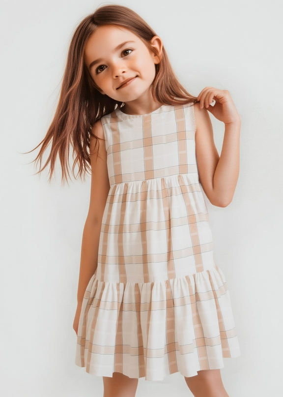 Cinnamon Plaid Linen Dress
