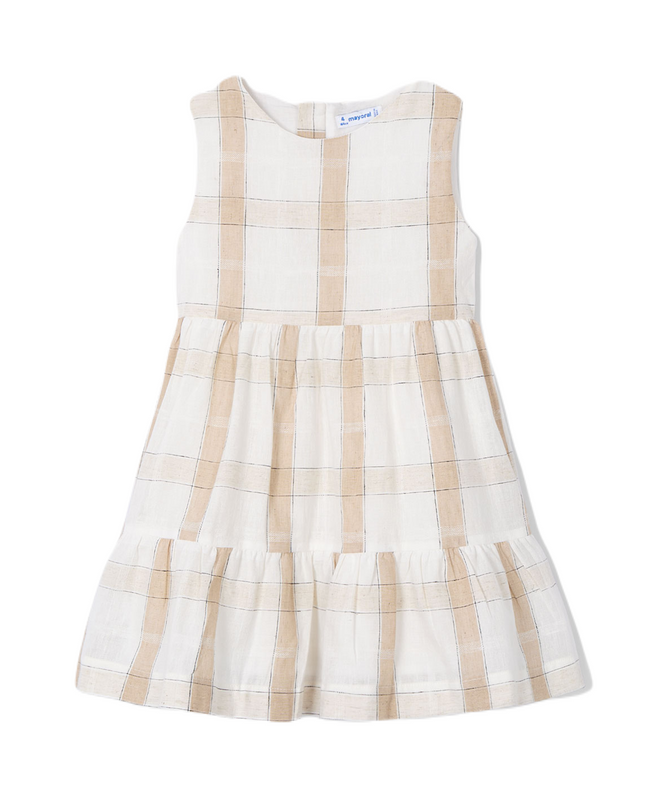 Cinnamon Plaid Linen Dress