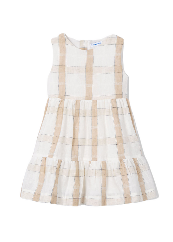 Cinnamon Plaid Linen Dress