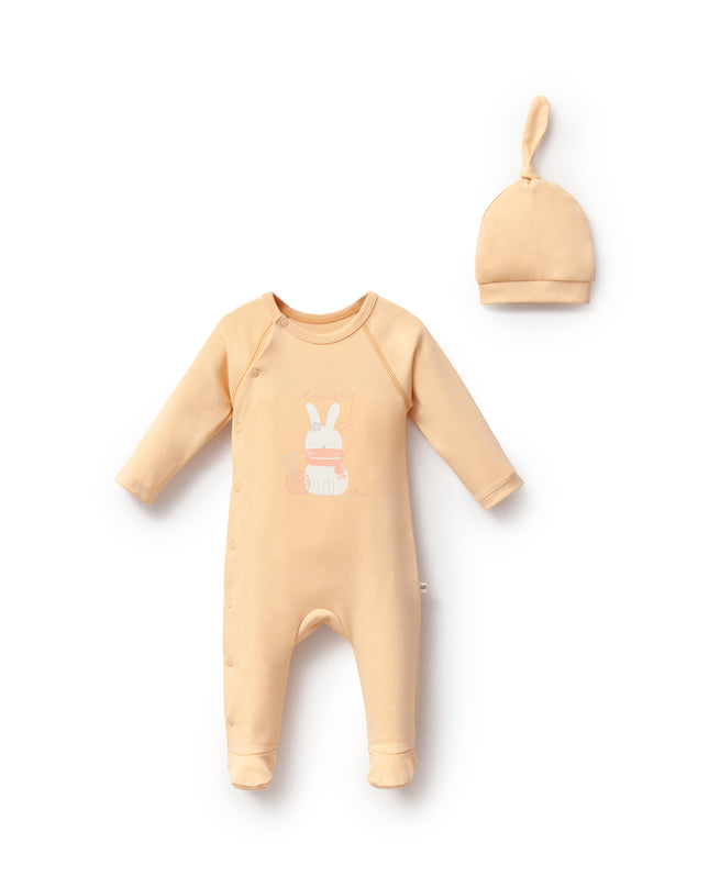 Tangerine Lovely Bunny One-Piece Set