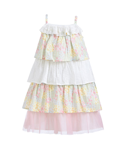 Yellow Tiered Warm Floral Dress Set