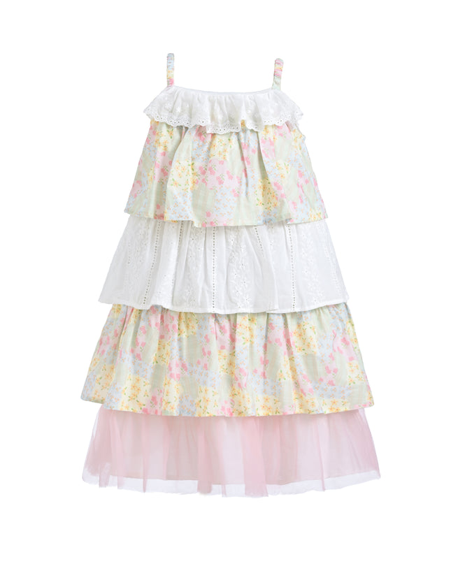 Yellow Tiered Warm Floral Dress Set