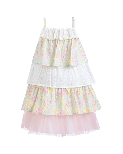 Yellow Tiered Warm Floral Dress Set
