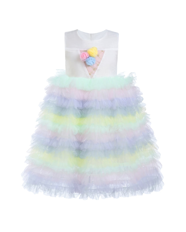 Purple Ruffle Tiered Pom Dress
