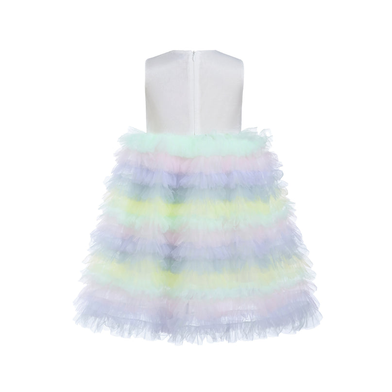 Purple Ruffle Tiered Pom Dress