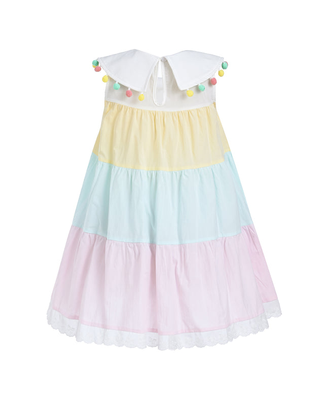 Rainbow Layered Pom Dress