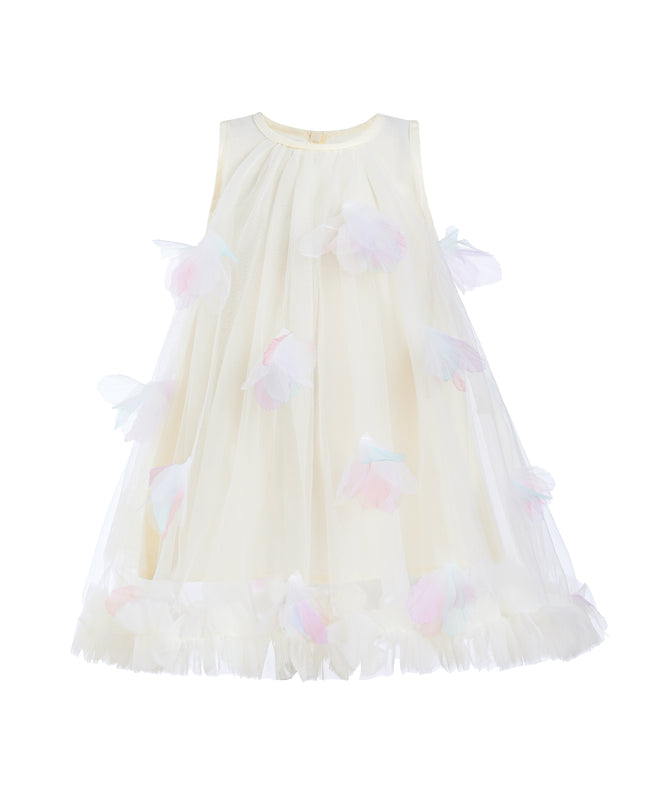 Ivory Blooming Tulle Sleeveless Dress