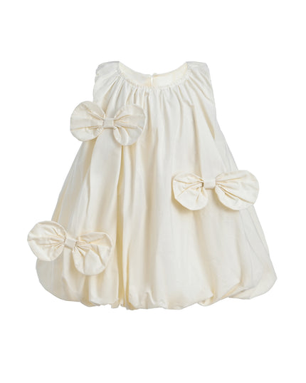 Ivory Sleeveless Bow Dress