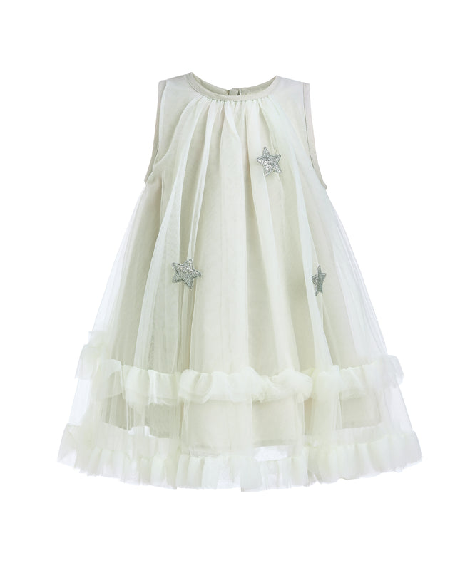 Mist Sleeveless Star Ruffle Dress