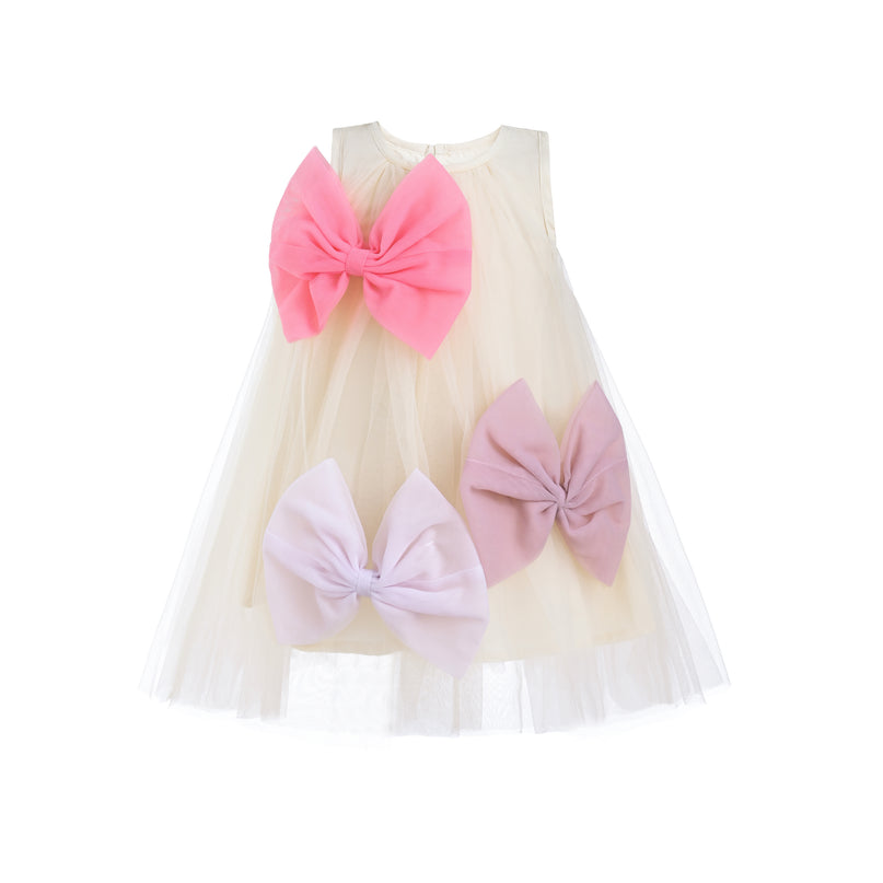 Ivory Tulle Bow Sleeveless Dress