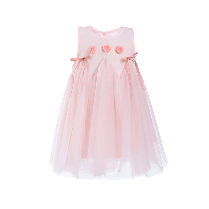 Peach Blush Rose Ribbon Dress