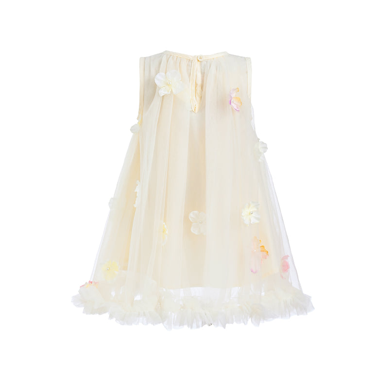 Ivory Tulle Layered Floral Dress