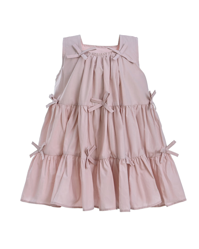 Pink Tiered Ribbon Sleeveless Dress