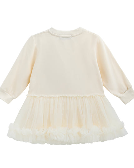 Beige Ballet Ruffle Bow Dress