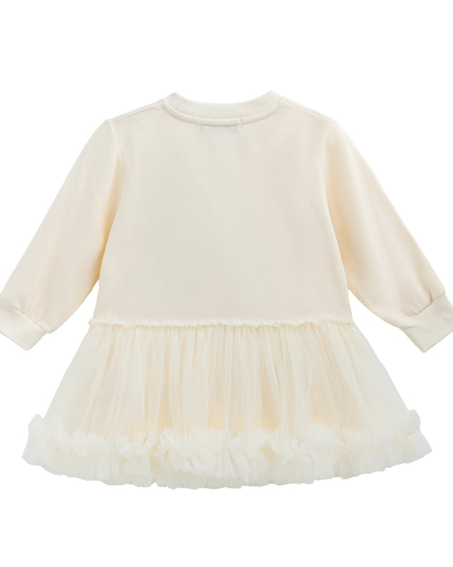 Beige Ballet Ruffle Bow Dress