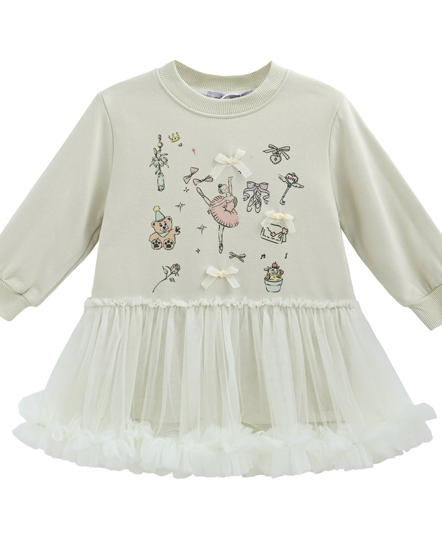 Mist Ballet Ruffle Bow Dress