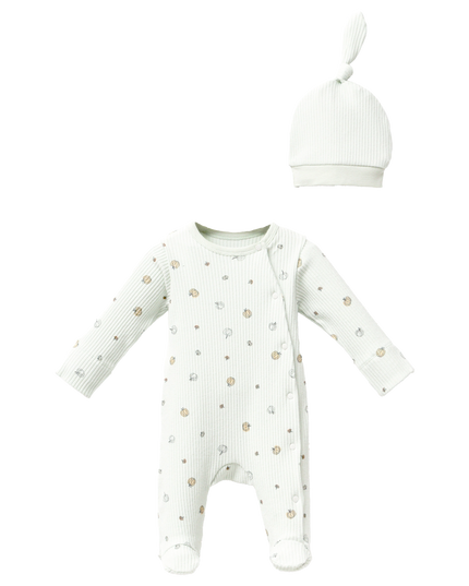 Mint Pumpkin Print Babygrow & Hat