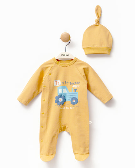 kids-atelier-moi-noi-baby-boy-yellow-tractor-graphic-babygrow-hat-mnb1130