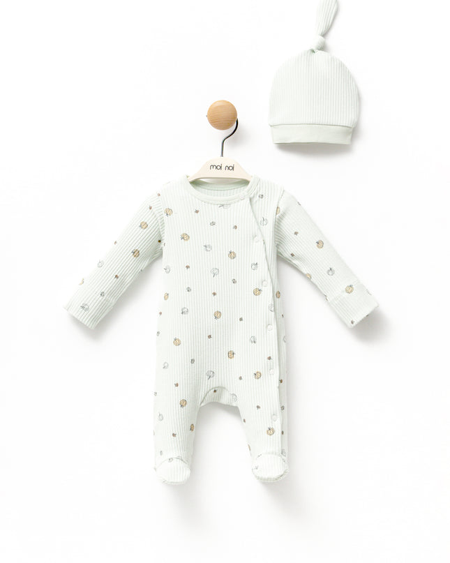 Mint Pumpkin Print Babygrow & Hat