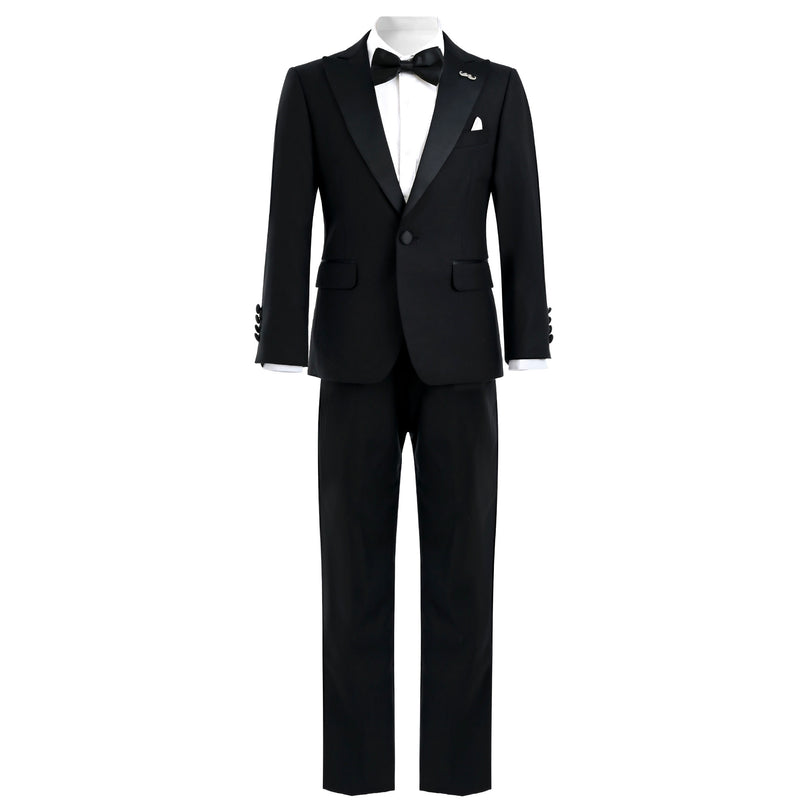 Black Peak Lapel Trim Wool Suit