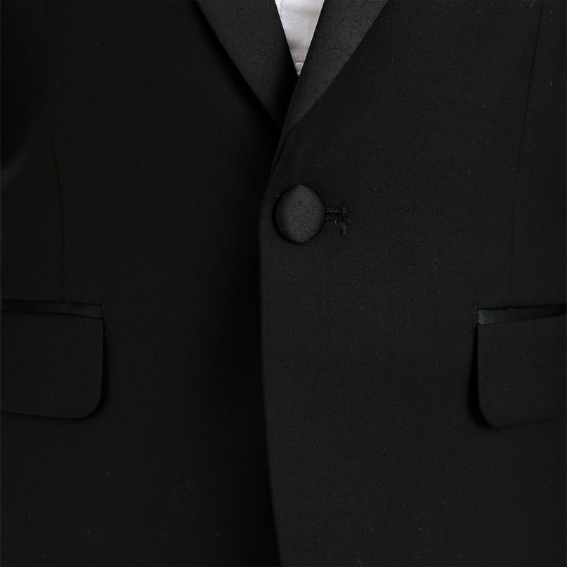 Black Peak Lapel Trim Wool Suit