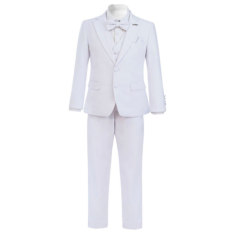 White Peak Lapel Trim Wool Suit