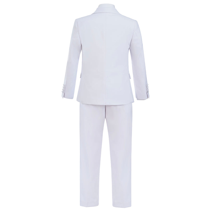 White Peak Lapel Trim Wool Suit