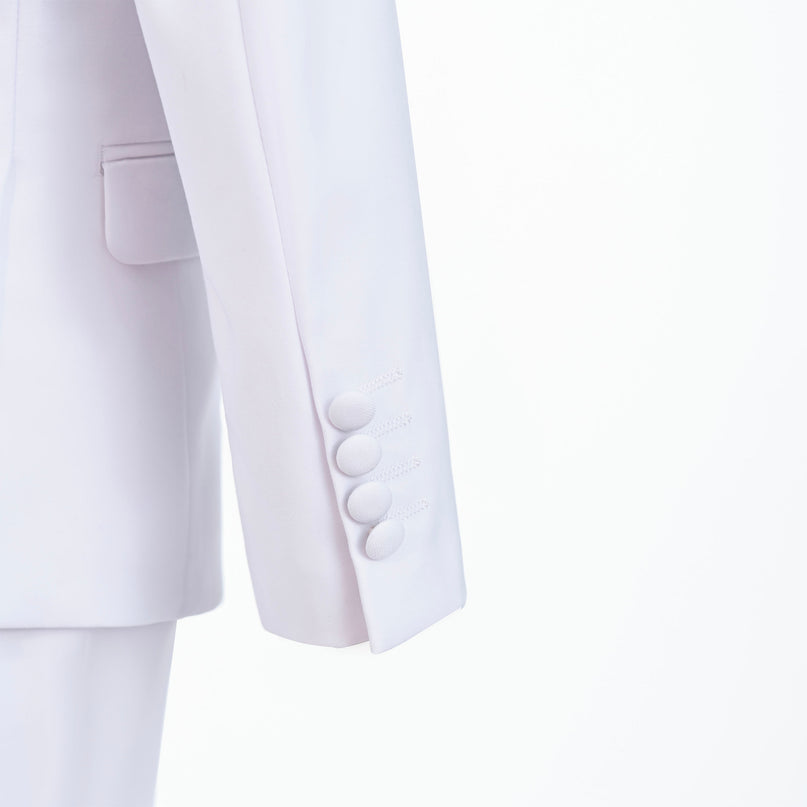 White Peak Lapel Trim Wool Suit