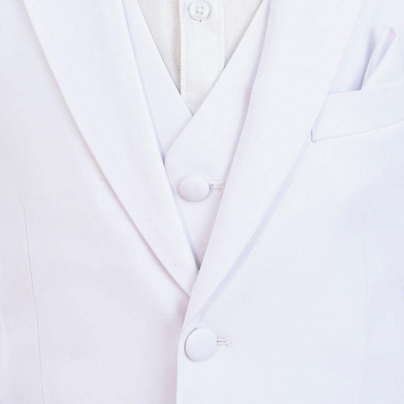 White Peak Lapel Trim Wool Suit