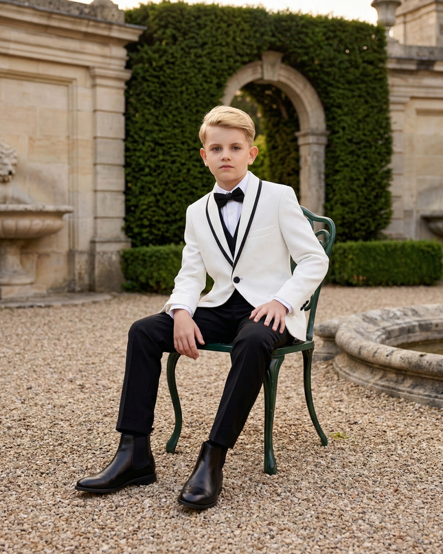kidsatelier-moustache-White-Tuxedo-Set-with-black-Accents