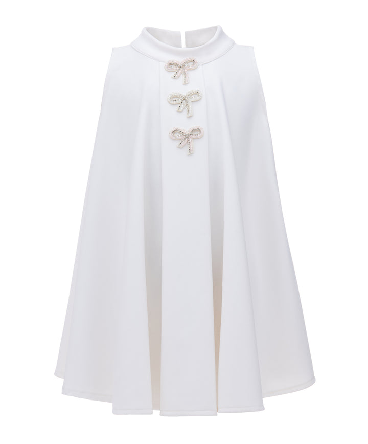 White Ava Sleeveless Bow Dress