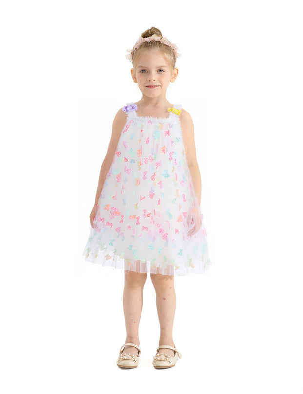 White Ombre Butterfly Dress