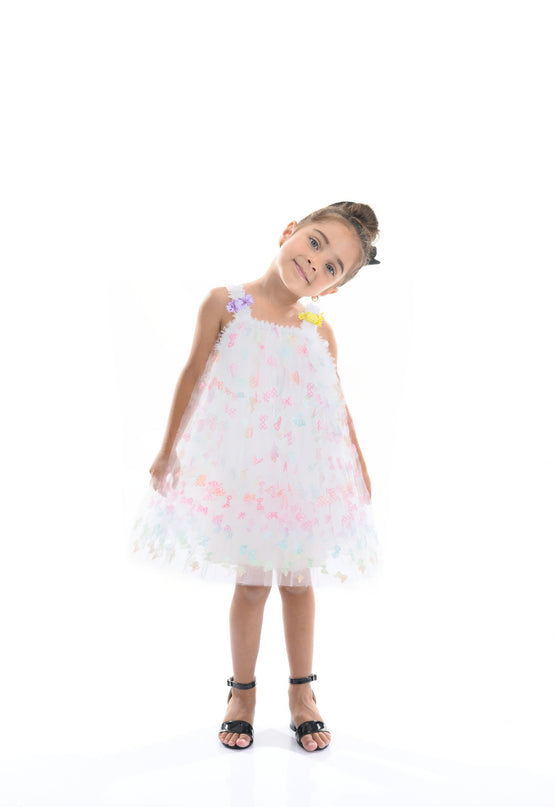 White Ombre Butterfly Dress